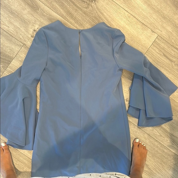 MILLY Blue Ruffled Italian Nicole Dress Sz 10 - Picture 15 of 16